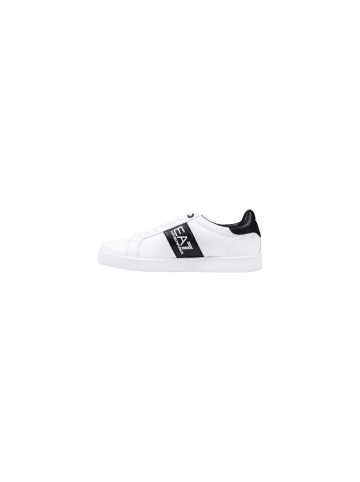 EA7 Emporio Armani Schwarz , Weiß Schwarz und Weiß Leder Low-Top-Sneaker