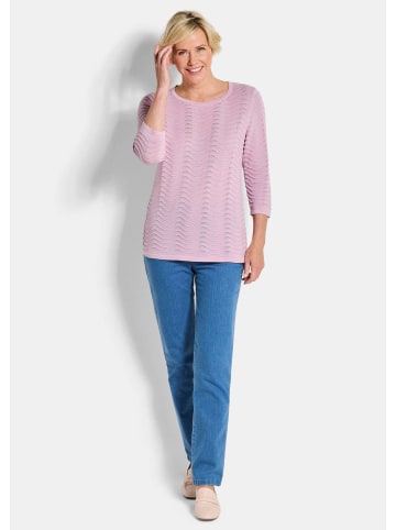 GOLDNER Strickpullover Sommerpullover mit Wellenstruktur in rosé