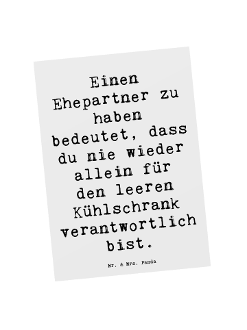Mr. & Mrs. Panda Postkarte Spruch Ehepartner Team mit Spruch in Weiß