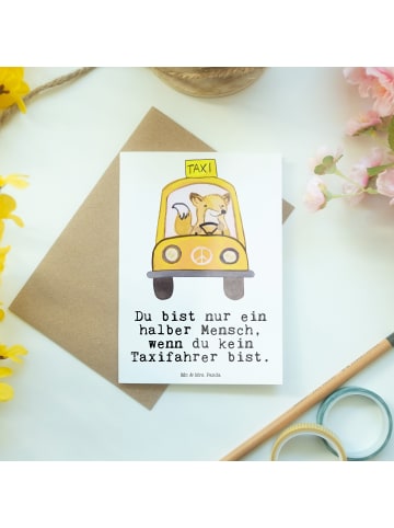 Mr. & Mrs. Panda Grußkarte Taxifahrer Herz mit Spruch in Weiß