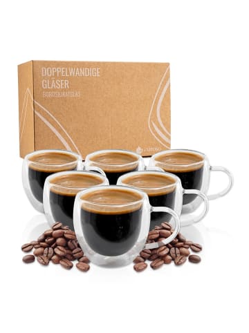 Exitoso EXITOSO Gläser - 6er-Set - doppelwandiges Borosilikatglas - für Espresso & Co.