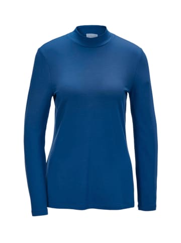 GOLDNER Stehkragenshirt aus Feinjersey, Langarm in royalblau