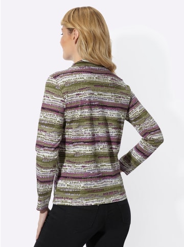 Sieh an! Stehkragen-Shirt in oliv-aubergine-bedruckt