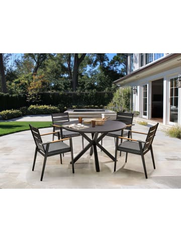 Beliani 5-tlg Gartentisch Set MALETTO/TAVIANO in Schwarz/Braun