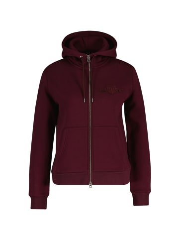 Gant REG TONAL SHIELD ZIP HOODIE in Plum Wine