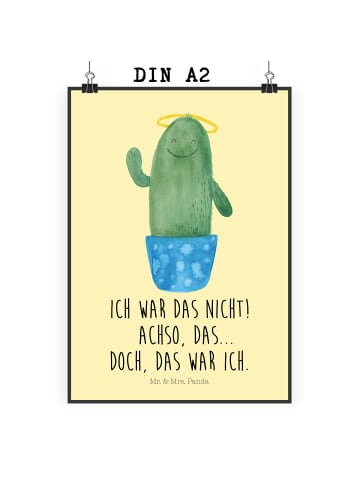 Mr. & Mrs. Panda Bild Kaktus Heilig mit Spruch in Gelb Pastell