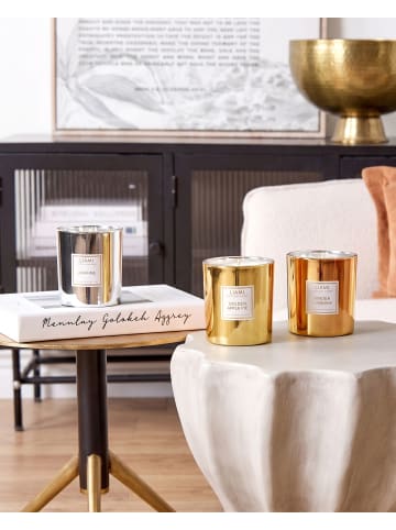 Beliani 3er-Set Kerze METALLIC GLAMOUR in Gold/Silber/Orange