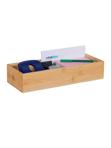 relaxdays Aufbewahrungsbox in Natur - (B)38 x (H)7,5 x (T)15 cm