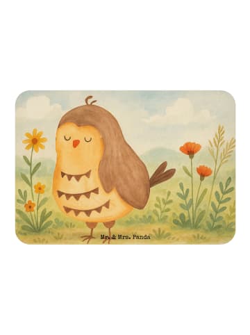 Mr. & Mrs. Panda Kühlschrankmagnet Eule Zufrieden Design ohne Sp... in Weiß