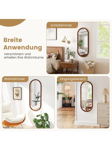 COSTWAY Wandspiegel 110 x 45 cm in Braun