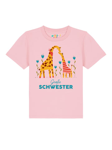 wat? Apparel T-Shirt Giraffe Große Schwester in Rosa