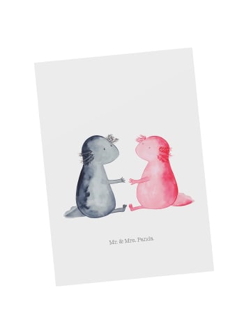 Mr. & Mrs. Panda Postkarte Axolotl Liebe ohne Spruch in Weiß