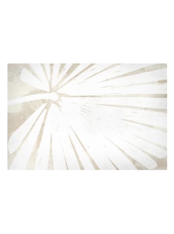 WALLART Leinwandbild - Palmenblatt Silhouette auf Leinen in Creme-Beige