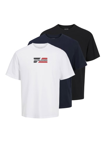 Jack & Jones T-Shirt 3er Pack in Schwarz/Dunkelblau/Weiß