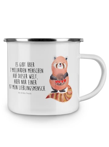 Mr. & Mrs. Panda Camping Emaille Tasse Roter Panda mit Spruch in Weiß