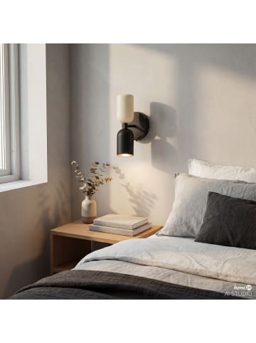 home24 Akku-Wandleuchte NIMI in Schwarz / Creme