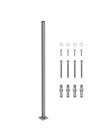 SONGMICS Standpfosten für Seitenmarkisen Sheld in Grau - (B)11.5 x (H)11.5 x (T)152 cm