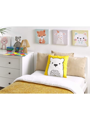 Beliani Dekokissen WARANASI in Gelb/Weiß/Schwarz - (W) 45 x (H) 12 x (L) 45 cm