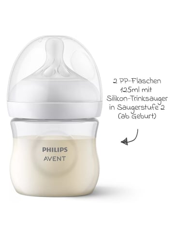 Philips Avent PP-Flasche 2er Pack Natural Response 125ml + Silikon-Sauger in weiss