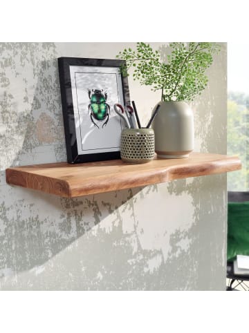 KADIMA DESIGN Wandregal mit Baumkante Massivholz 60 cm, Design Schweberegal
