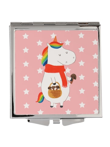 Mr. & Mrs. Panda Kosmetikspiegel Einhorn Pilz ohne Spruch in Rot Pastell