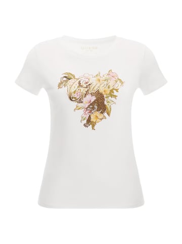 Guess T-Shirt 'Hibiscus' in weiß