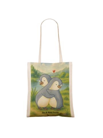 Mr. & Mrs. Panda Jutebeutel Pinguine Kuscheln Design ohne Spruch in Weiß