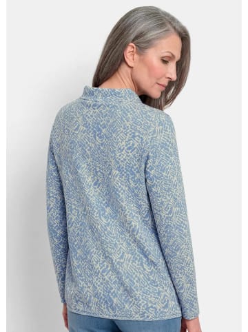 GOLDNER Sweater mit grafischem Druck in blau / gemustert