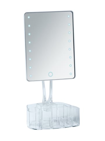 Wenko LED-Standspiegel mit Organizer Trenno in Weiß