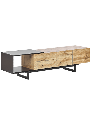 Beliani TV-Schrank FIORA in Braun/Schwarz - (W) 160 x (H) 44 x (L) 39 cm