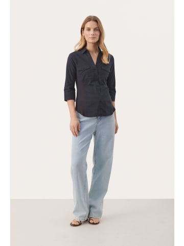PART TWO Langarm - Hemd CortniaPW Relaxed fit in Dark Navy