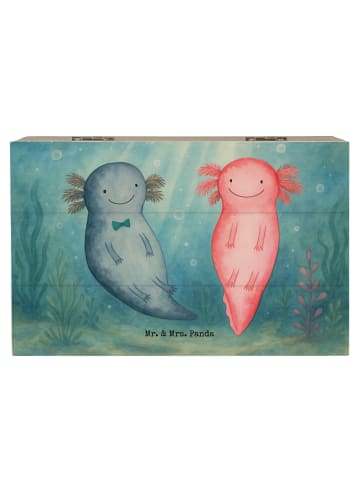 Mr. & Mrs. Panda Holzkiste Axolotl Liebe Design ohne Spruch in Weiß