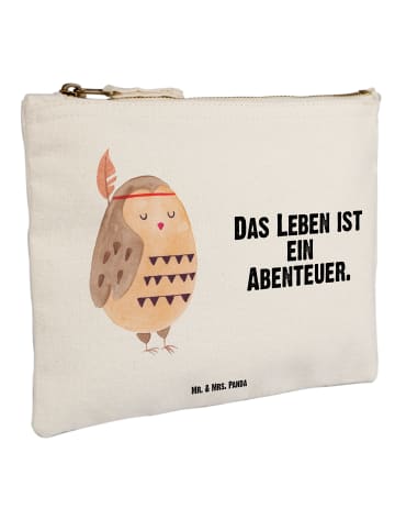 Mr. & Mrs. Panda Kulturbeutel Eule Federschmuck mit Spruch in Weiß