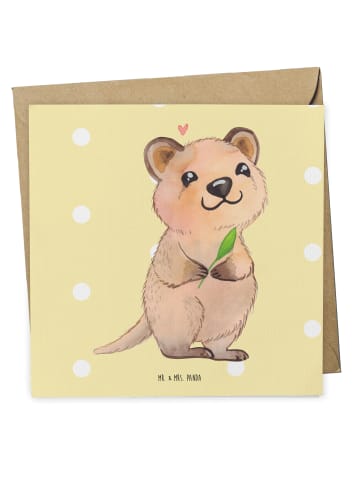 Mr. & Mrs. Panda Glückwunschkarte Quokka Happy ohne Spruch in Gelb Pastell