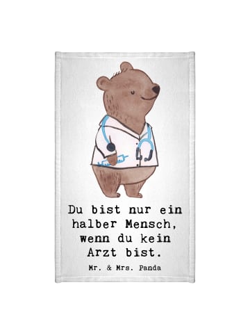 Mr. & Mrs. Panda Frotteehandtuch Arzt Herz mit Spruch in Weiß