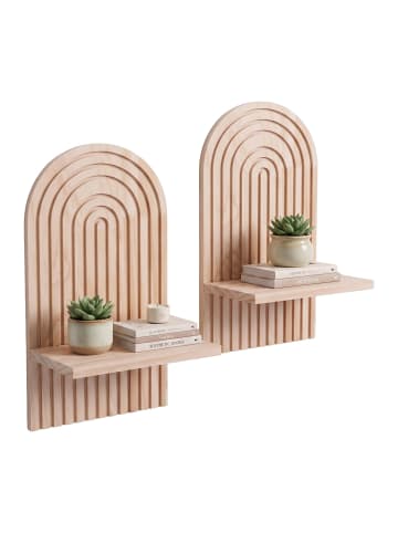 relaxdays 2 x Wandregal in Natur - (B)18 x (H)35 x (T)13 cm