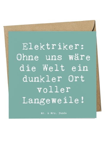 Mr. & Mrs. Panda Grußkarte Spruch Elektriker Helden mit Spruch in Meeresbrise