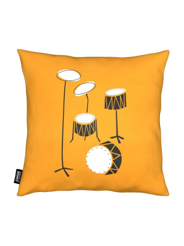 Juniqe Kissen "Drums" in Grau & Orange