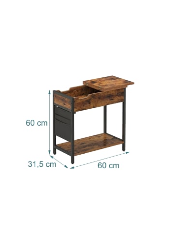 relaxdays Beistelltisch in Schwarz/ Braun - (B)60 x (H)60x (T)31,5 cm