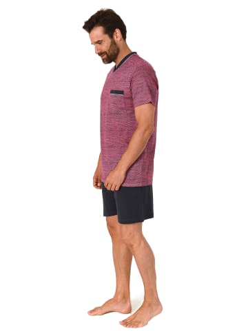 NORMANN Schlafanzug kurzarm Shorty Pyjama in bordeaux