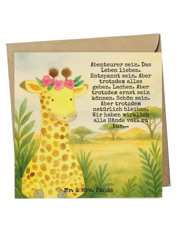 Mr. & Mrs. Panda Deluxe Karte Giraffe Blumenkranz Design mit Spruch in Weiß