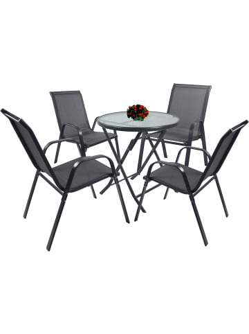 VCM  5tlg Balkonset Gartenmöbel Stapelstühle Set Sonlas in Anthrazit