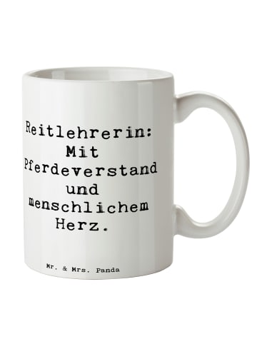 Mr. & Mrs. Panda Kaffeetasse Spruch Reitlehrerin Herz mit Spruch in Weiß