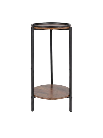 relaxdays Beistelltisch "Industrial" in Schwarz/ Braun - (H)73 x Ø 29,5 cm
