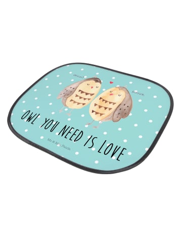 Mr. & Mrs. Panda Sonnenschutznetz Eulen Liebe mit Spruch in Türkis Pastell