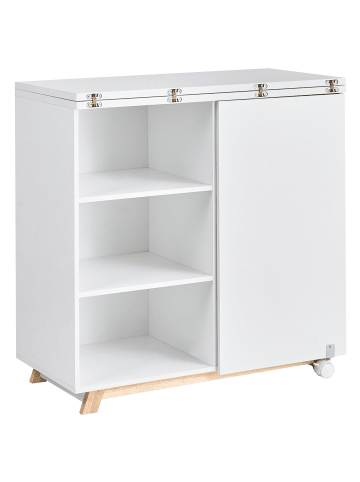 Beliani Schreibtisch FLOMOT in Weiß/Braun - (W) 80 x (H) 74 x (L) 40 cm