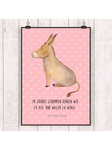 Mr. & Mrs. Panda Bild Esel mit Spruch in Rot Pastell