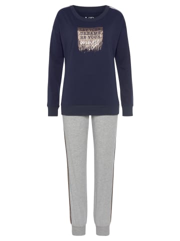 VIVANCE DREAMS Pyjama in dunkelblau/ graumeliert
