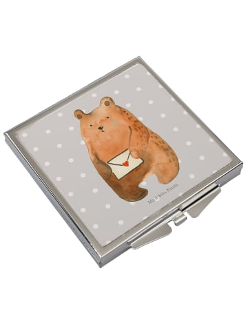 Mr. & Mrs. Panda Handtaschenspiegel quadratisch Bär Vermissen oh... in Grau Pastell