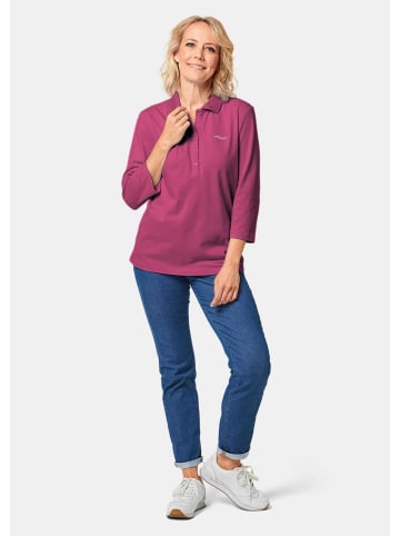 GOLDNER Kurzgröße:  Baumwollshirt mit Glanzakzenten in beere